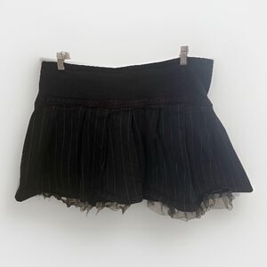 Tripp NYC Black Pinstripe Goth Punk Mini Mesh Skirt 2XL Y2k Vtg Daang Goodman